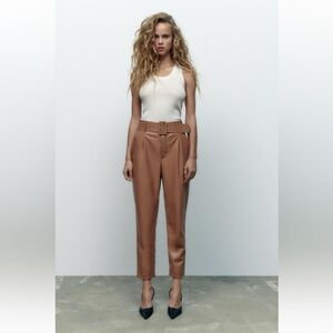 Zara leather ankle pants